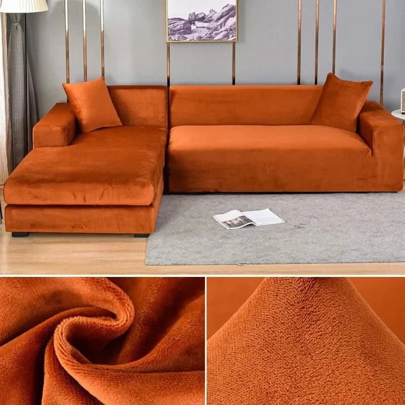 Dekorativer und elastischer Samtbezug, schützt Ihr Sofa mit modernem Flair.