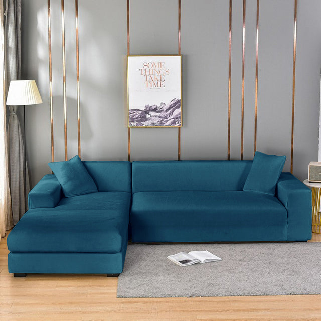 Elastischer Couchbezug aus Samt, lebendige Farbe. Bringt Frische ins Wohnzimmer, Velours.