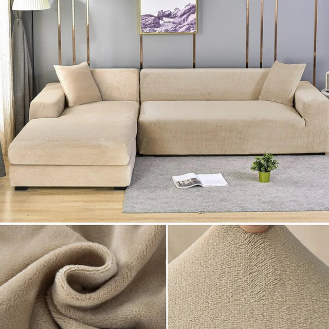 Elastischer Samt Sofabezug: Stilvoller Schutz für Ihr Sofa, moderne Wohnzimmer-Dekoration.