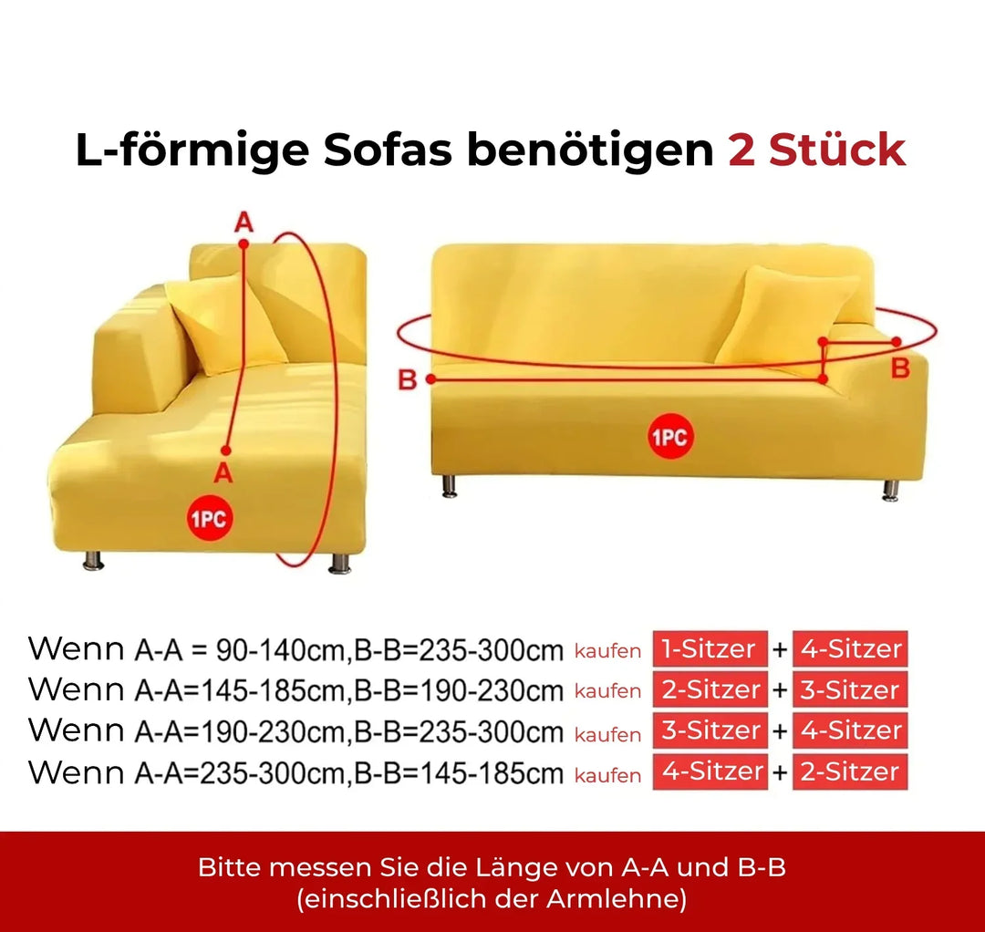 Stretch-Sofabezug aus Samt, bietet Fleckenschutz und ist haustierfreundlich – ideal für Familien.