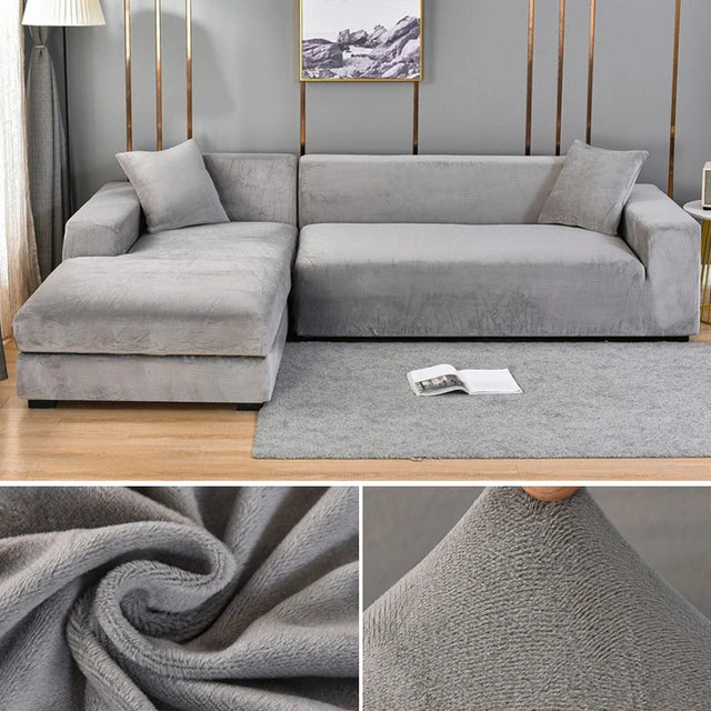 Perfekt sitzender, elastischer Samt-Sofabezug, passt sich verschiedenen Sofaformen an.