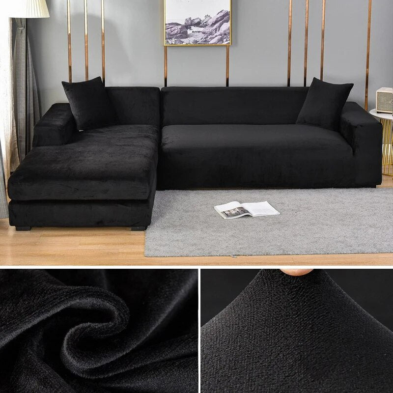 Moderner, elastischer Sofabezug aus Samt, idealer Möbelschutz vor Flecken & Haustieren im Wohnzimmer.