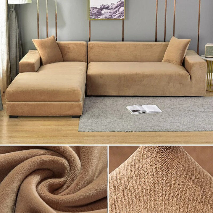 Einfach anzubringender, elastischer Samt-Sofabezug, schützt Möbel & erneuert den Look Ihres Wohnzimmers.