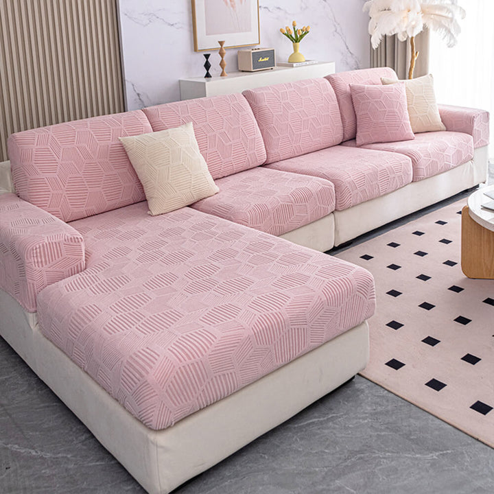 Moderner Jacquard-Sofabezug mit elegantem Wabenmuster. Verwandelt Ihr Wohnzimmer im Handumdrehen.