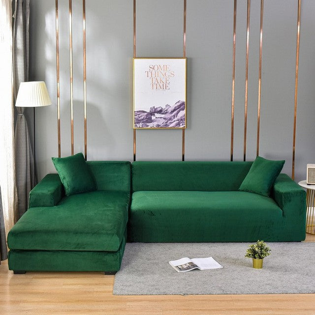 Blauer Stretch-Sofabezug, Komplettschutz für 4-Sitzer Couch. Heimtextilien für Ihr Zuhause.