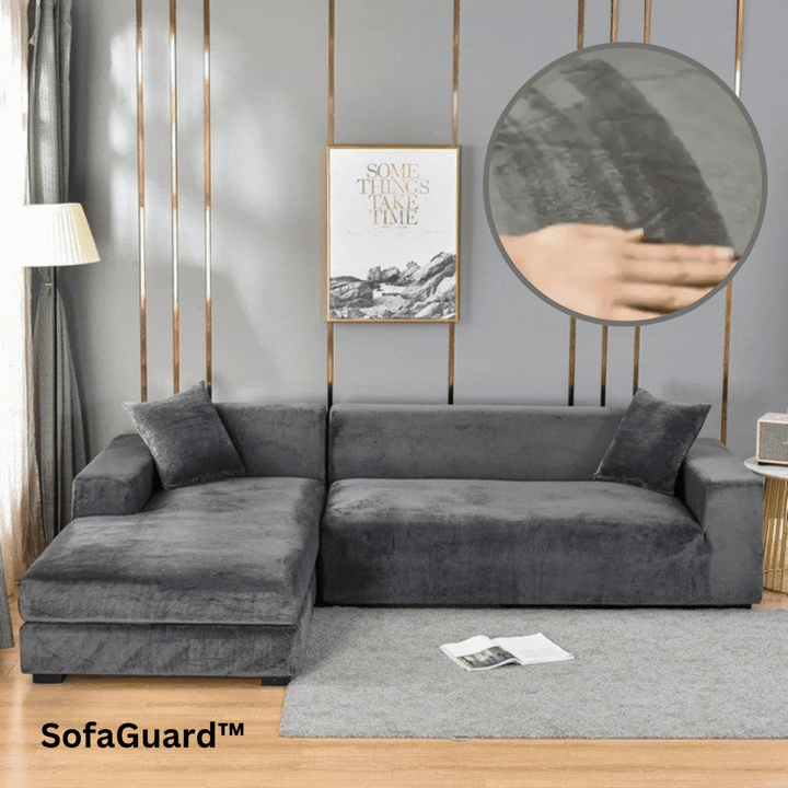 Moderner Stretch-Sofabezug in Grau. Waschbarer Schutzbezug für Ihr 2-Sitzer Sofa.