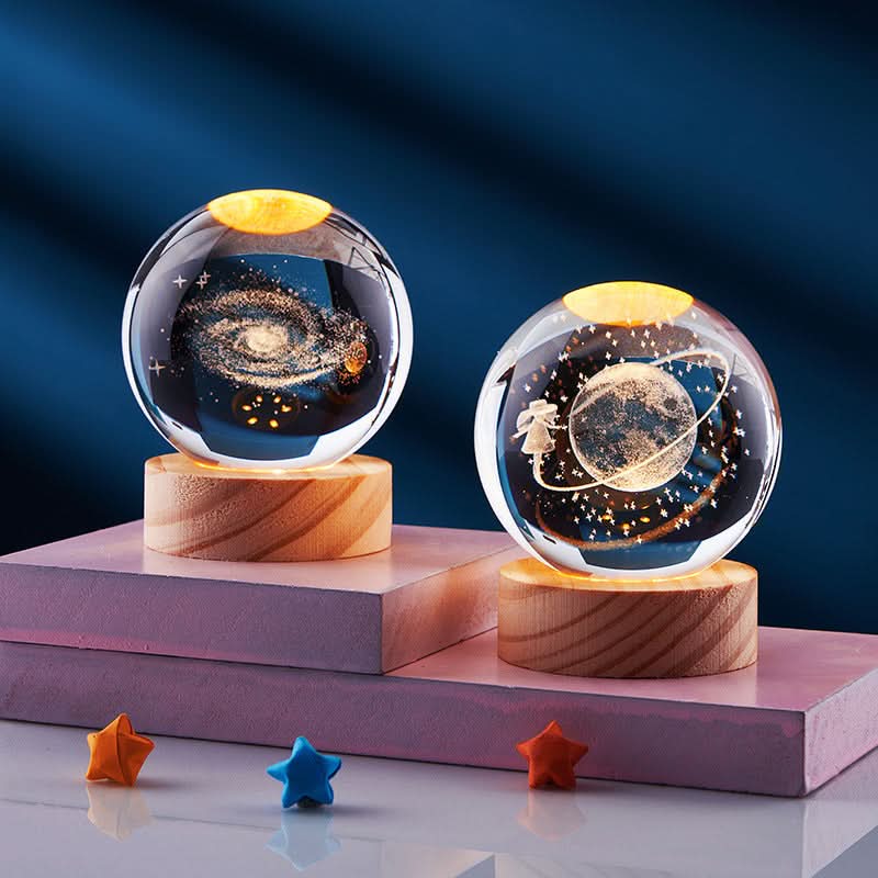 Kristall-LED-Lampe mit beeindruckendem 3D-Effekt; schafft gemütliches Ambiente im Raum.