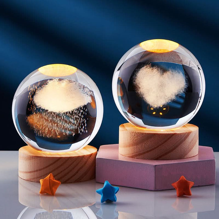 Design-Kristall-Lampe mit USB-Anschluss; 3D-LED-Licht für stilvolle Innenbeleuchtung.
