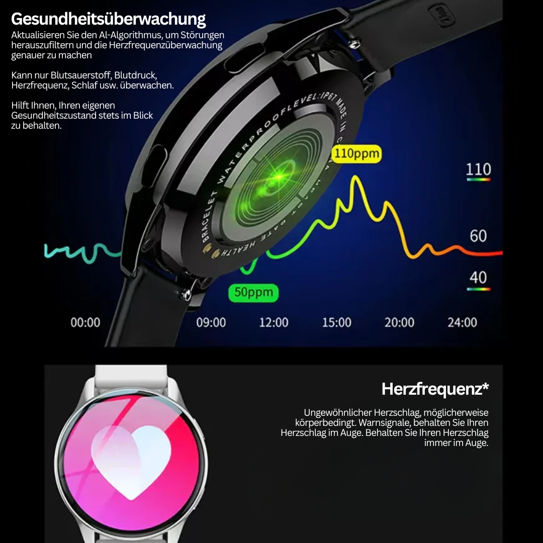 Elegante Damen Smartwatch, eine moderne Damenuhr, die Technologie und Stil perfekt vereint.