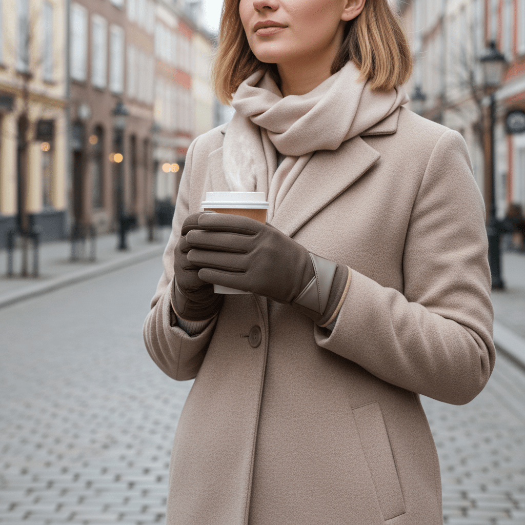 Elegante Damen Winterhandschuhe mit Touch-Funktion, warm & winddicht. Perfekt für Smartphones & Outdoor-Aktivitäten.