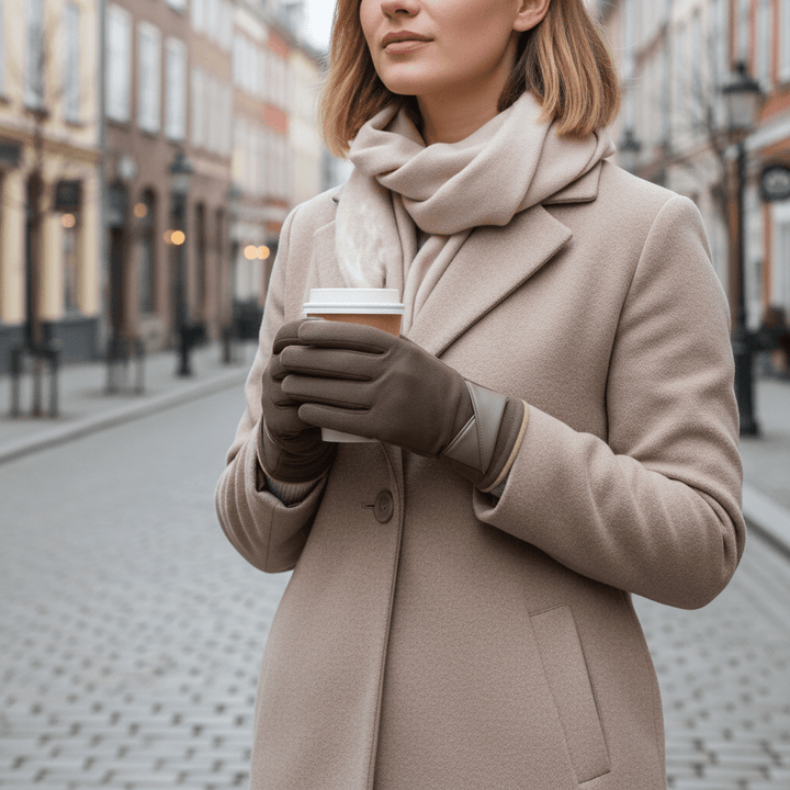 Elegante Damen Winterhandschuhe mit Touch-Funktion, warm & winddicht. Perfekt für Smartphones & Outdoor-Aktivitäten.