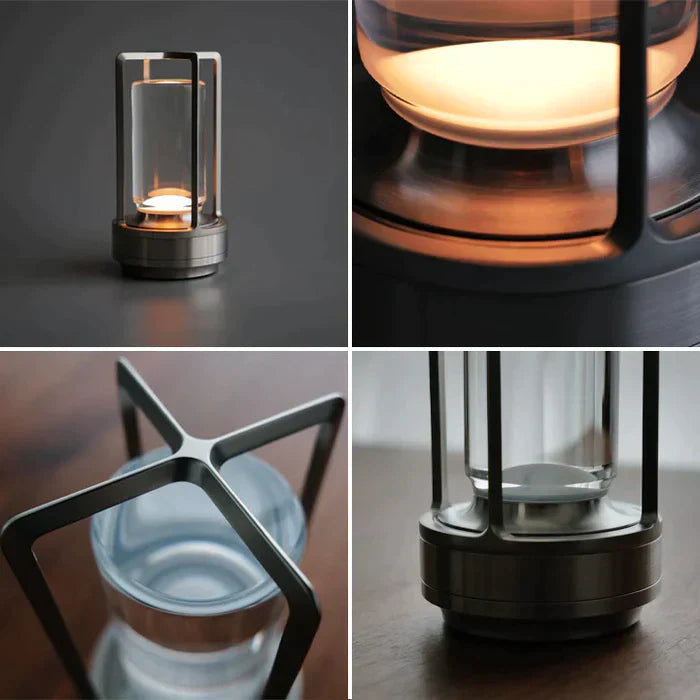 Kabellose LED Kristall Tischlampe mit Touch-Funktion und USB-Anschluss. Dimmbare Schlafzimmerlampe für magisches Licht.