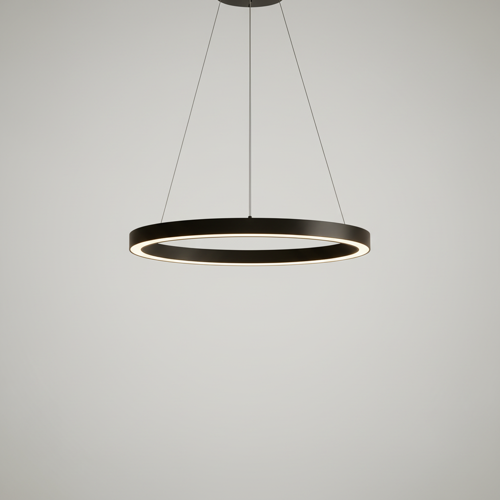 Dimmbare LED-Hängeleuchte SkyRing, elegant, Aluminium, warmweißes Licht, passend für jedes Zimmer.