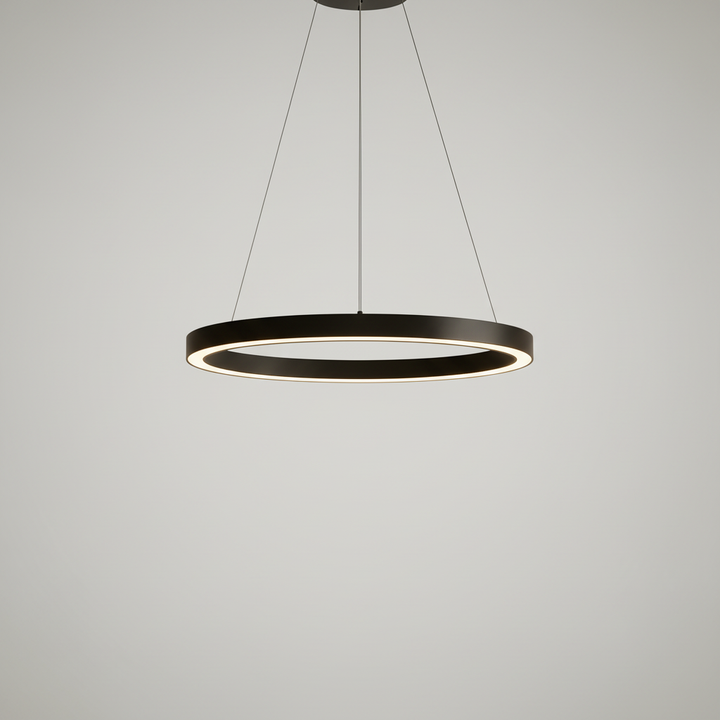 Dimmbare LED-Hängeleuchte SkyRing, elegant, Aluminium, warmweißes Licht, passend für jedes Zimmer.