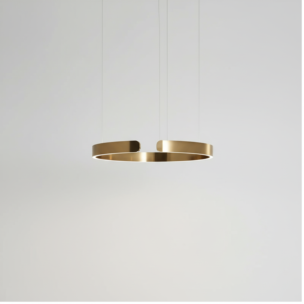 Moderne minimalistische LED-Hängeleuchte SkyRing dimmbar, Aluminium, warmweißes Licht, Esszimmerlampe.