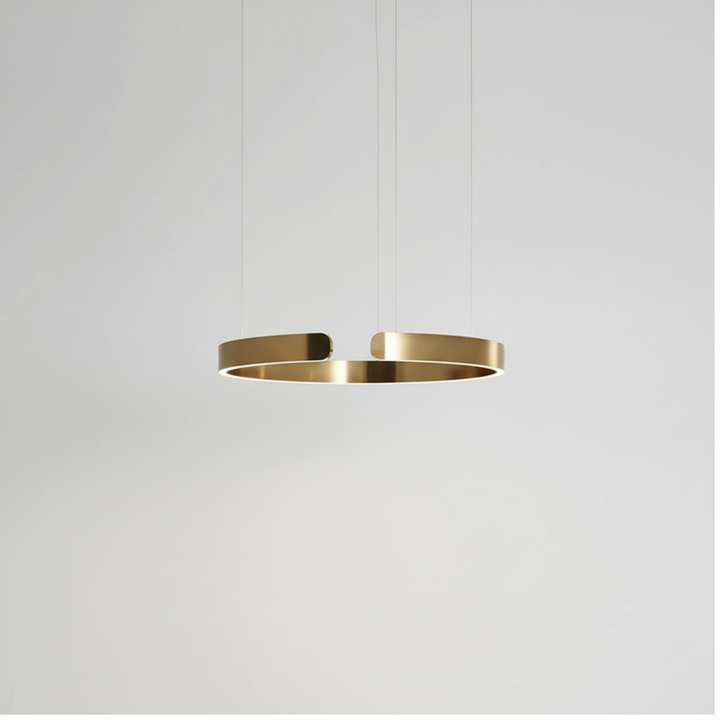 Moderne minimalistische LED-Hängeleuchte SkyRing dimmbar, Aluminium, warmweißes Licht, Esszimmerlampe.