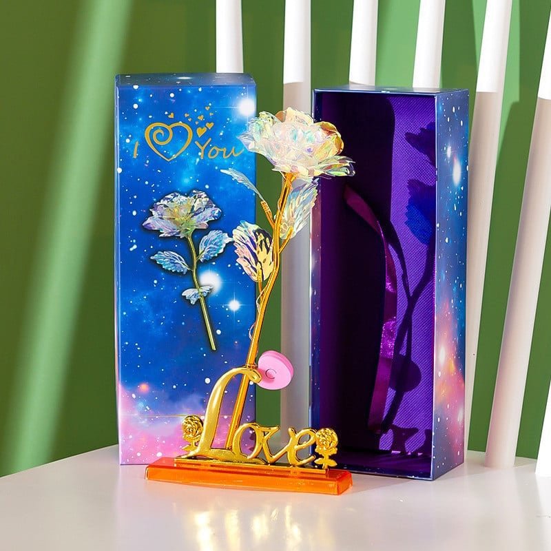 Glänzende Goldrose, handgefertigt aus echter Rose, ein romantisches Geschenk.