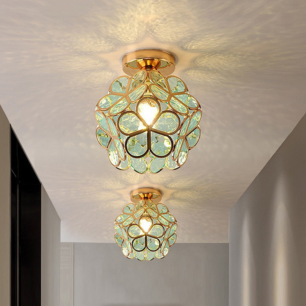 Moderne Glasblumen-Deckenleuchte aus Glas & Eisen mit E27 Fassung, perfekte Designleuchte.