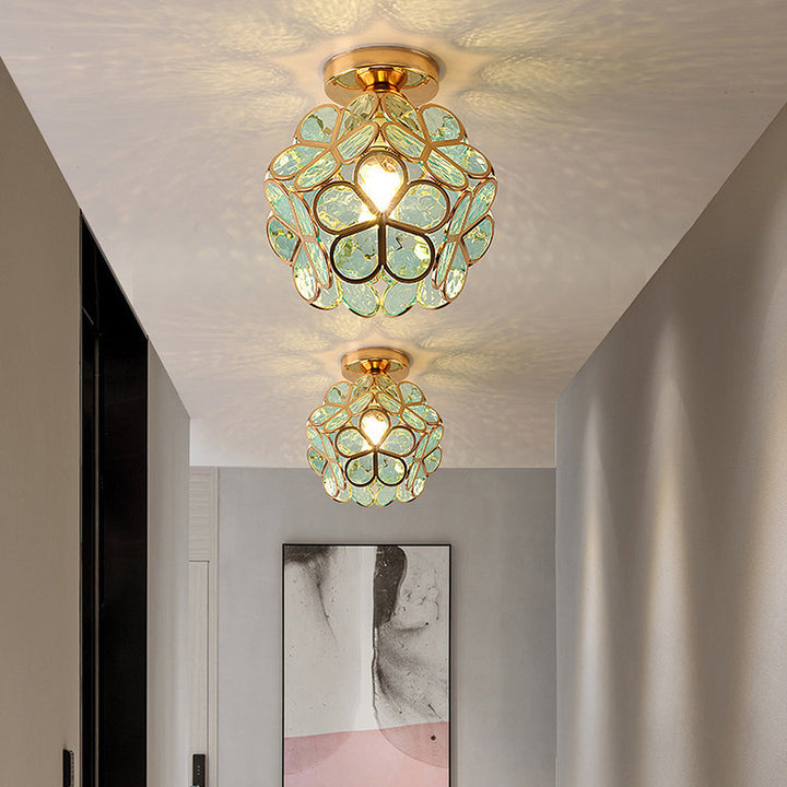 Stilvolle Glasblumen-Deckenleuchte für Flur, Wohnzimmer oder Schlafzimmer. Schafft Ambientebeleuchtung.