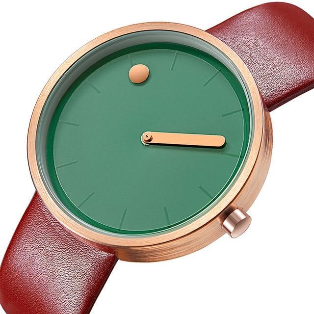 Elegante Herren Designer Quarzuhr mit präzisem Uhrwerk, schwarzem Zifferblatt und braunem Lederarmband. Stilvolles Accessoire.