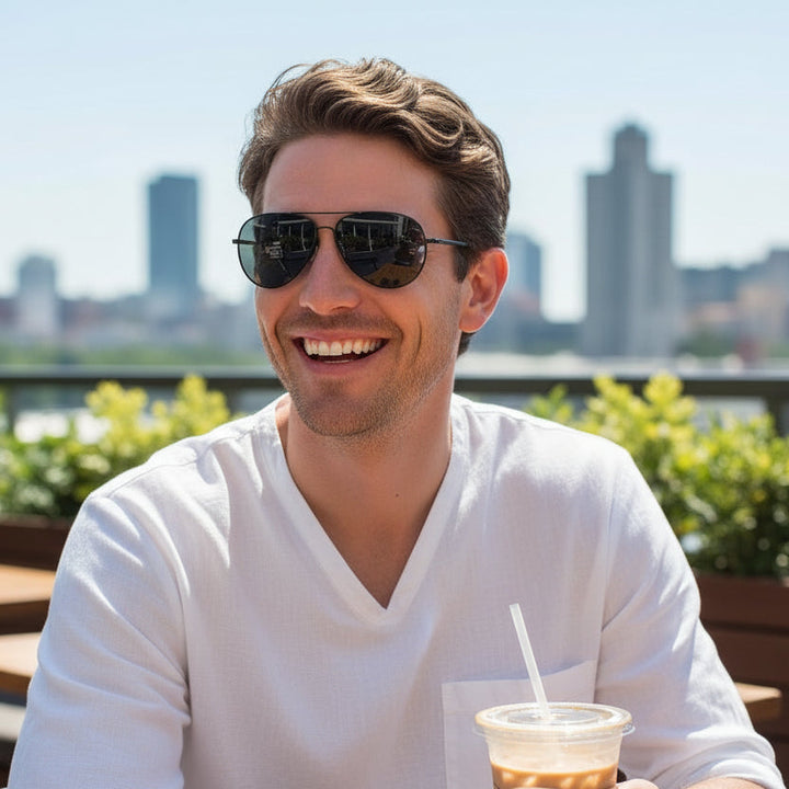 Herren Sonnenbrille, modern & polarisiert, optimaler UV-Schutz für Reisen und täglichen Gebrauch.