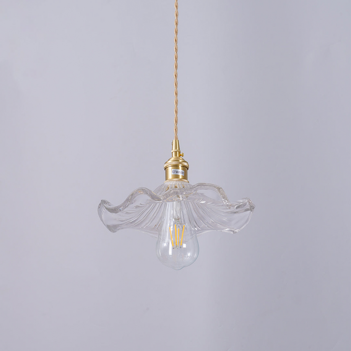 Elegante Glas-Pendelleuchte im Hibiskusblumen-Design; moderne Deckenleuchte für ein stilvolles Zuhause.