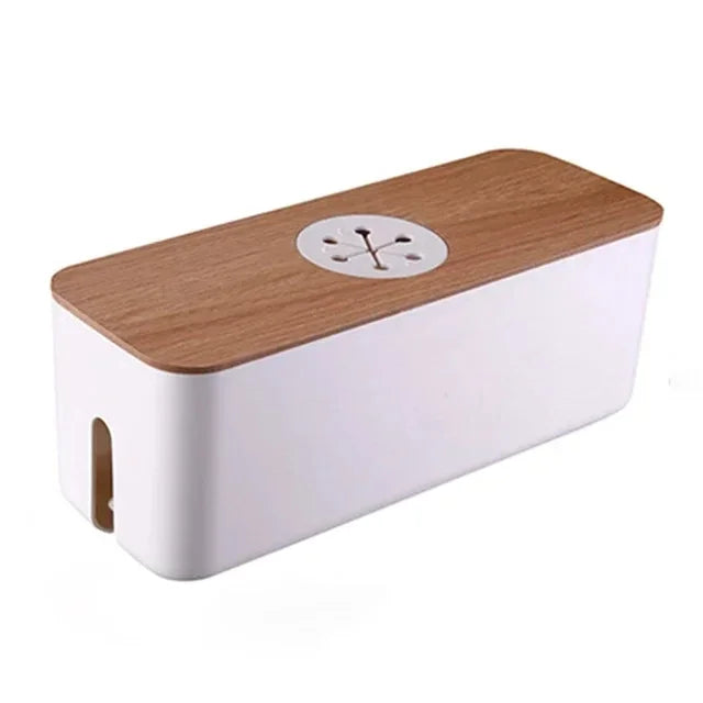 Ordnungssystem: Elegante Kabelbox aus Holz & Kunststoff. Ideal für Schreibtisch & Homeoffice Kabelmanagement.