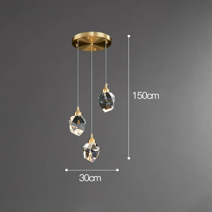 Modernes Design der Kristall-Pendelleuchte. Luxuriöse LED-Hängelampe, stilvolle Deckenleuchte für Wohn- & Esszimmer.