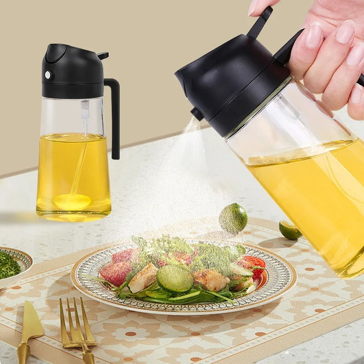 Nachhaltiger Ölspender, praktischer Öl Sprüher für den Haushalt. Perfekt zum Kochen und Würzen von Speisen.