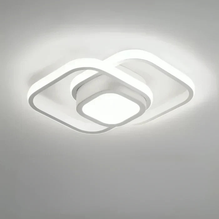 Weiße LED-Deckenleuchte mit elegantem Doppelring. Helle und energiesparende Innenbeleuchtung für jeden Raum.
