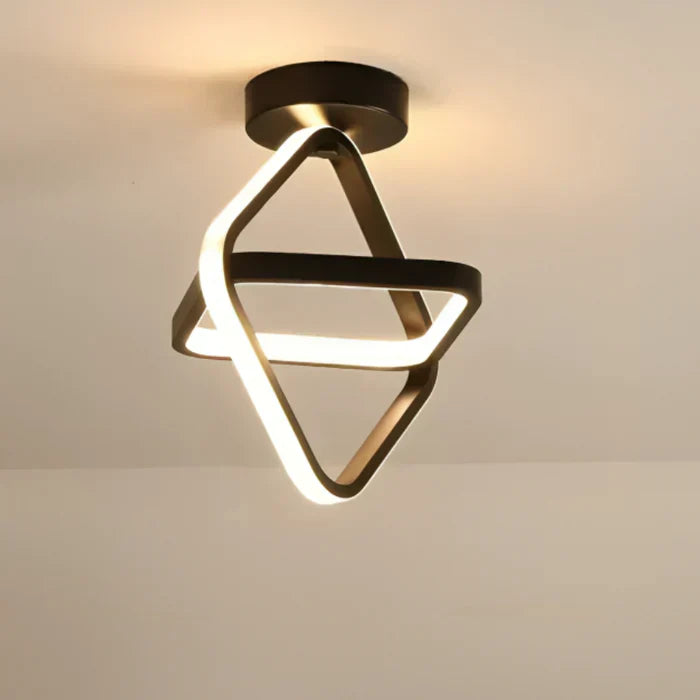 Schlanke LED-Deckenleuchte aus Metall, Doppelring-Design. Stilsichere Beleuchtung für Flur, Büro oder Schlafzimmer.