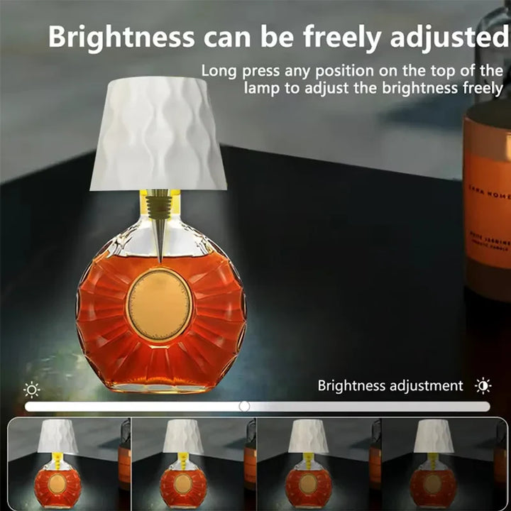 Praktische LED-Flaschenlampe USB-aufladbar, mit sensibler Touch-Steuerung für komfortable Helligkeit.