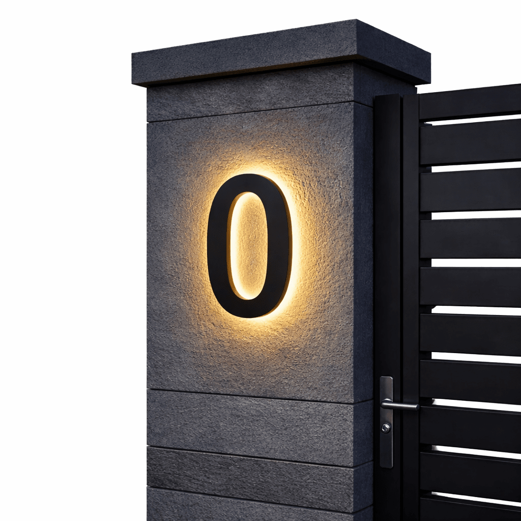 Individuelle LED-Hausnummer: Anpassbares Adressschild mit integrierter LED-Außenbeleuchtung.