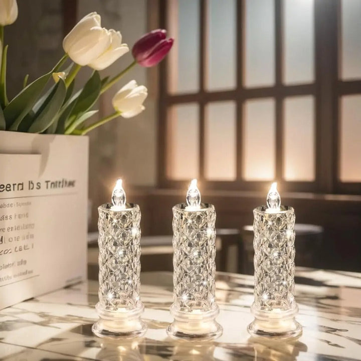 Sichere, energieeffiziente LED Kristalllampe. Modernes Dekolicht erzeugt gemütliches, warmes Ambiente ohne offene Flamme.