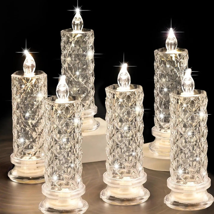 Gemütliche Wohnzimmer Deko: LED Kristall Kerze als sicheres, energieeffizientes Dekolicht. Perfekt für entspanntes Ambiente.