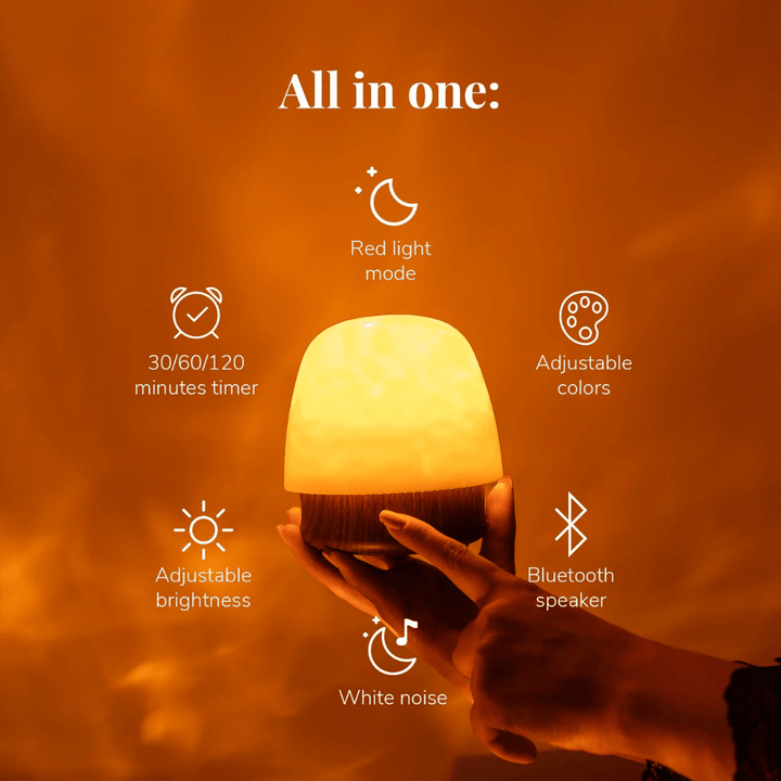 Moderne LED Dekolampe mit integriertem Bluetooth Lautsprecher, ideal als Schlafzimmer- oder Wohnzimmerlampe.