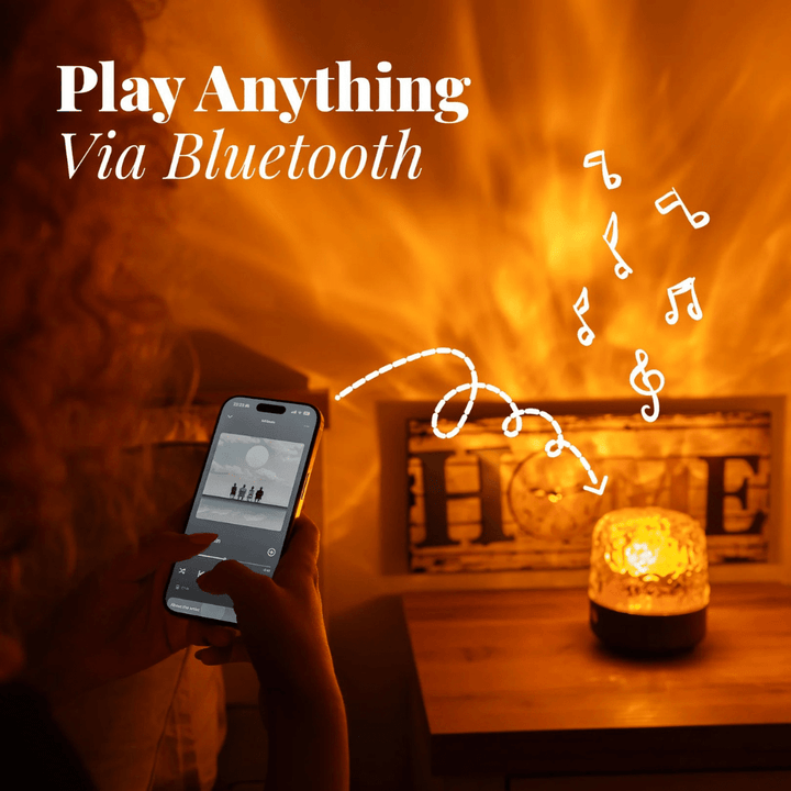 Farbwechsel LED Tischlampe mit Bluetooth Lautsprecher für stimmungsvolle Beleuchtung und Musik im Raum.