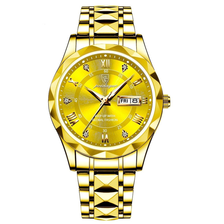 Nahaufnahme der Edelstahl-Faltschließe der LumiSteel Herrenuhr, sicher und komfortabel.