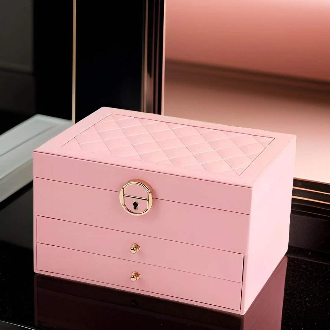 Geschlossene, elegante PU-Leder Schmuckbox, ein schlichtes und stilvolles Deko-Element.