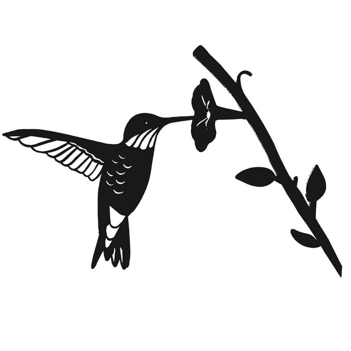 Metall-Vogel-Silhouette in Blumenbeet, charmante Gartendekoration & Tierfigur aus Metall für den Garten.
