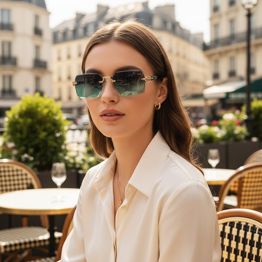 Elegante randlose Herrenbrille, minimalistisch, leicht und bequem für Business & Alltag, stilvolles Accessoire.