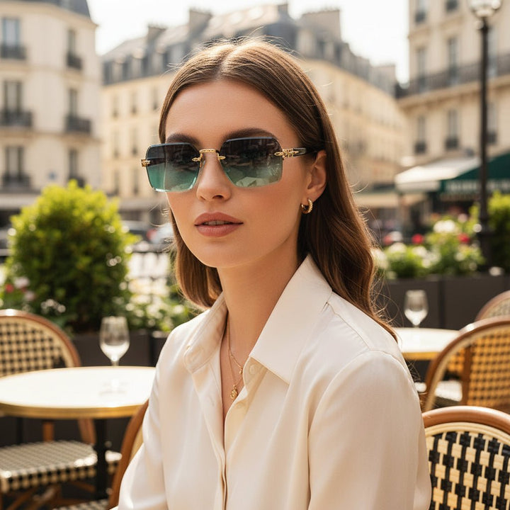 Elegante randlose Herrenbrille, minimalistisch, leicht und bequem für Business & Alltag, stilvolles Accessoire.