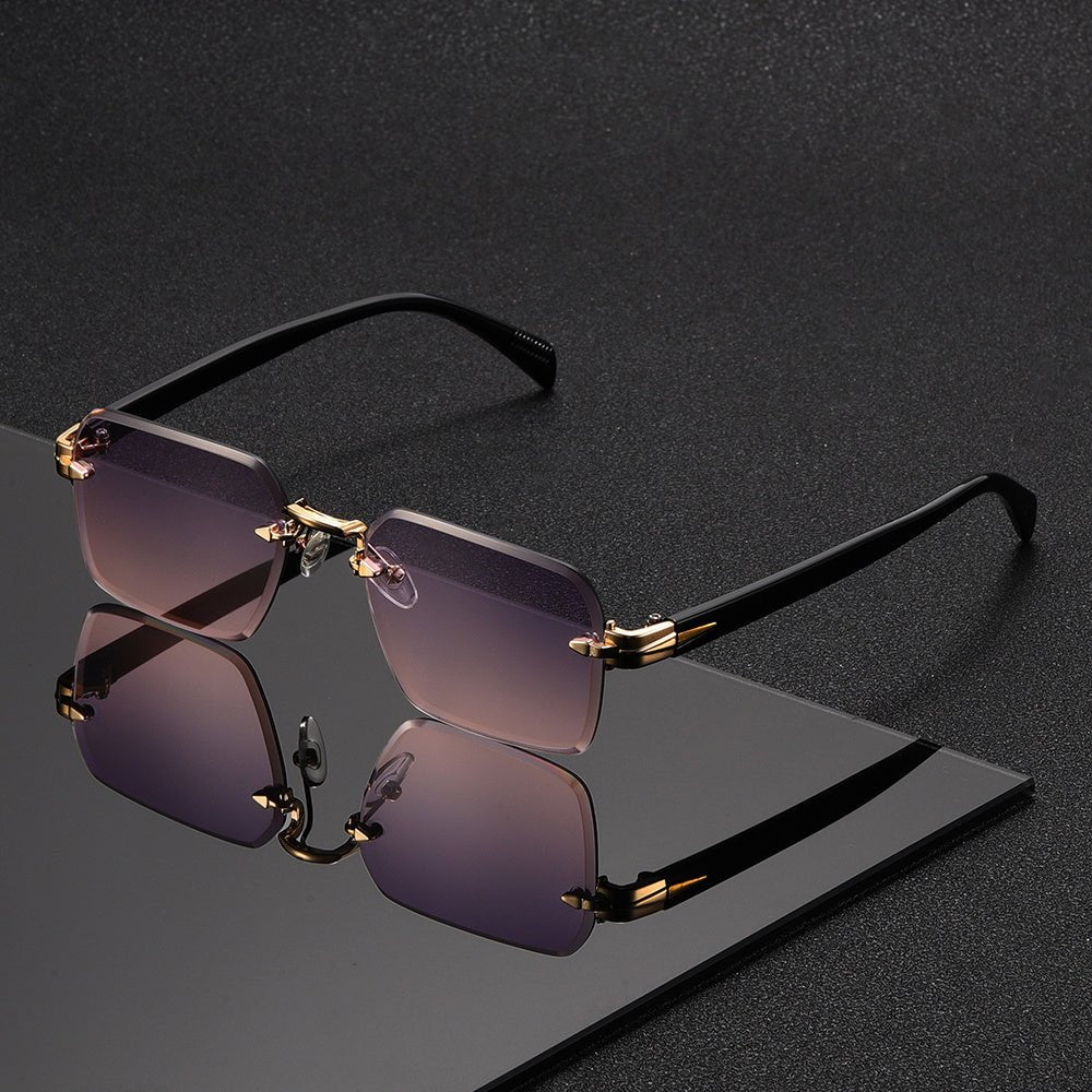 Stilvolle, leichte randlose Herrenbrille für optimalen Komfort; modernes Accessoire, ideal für Business & Freizeit.