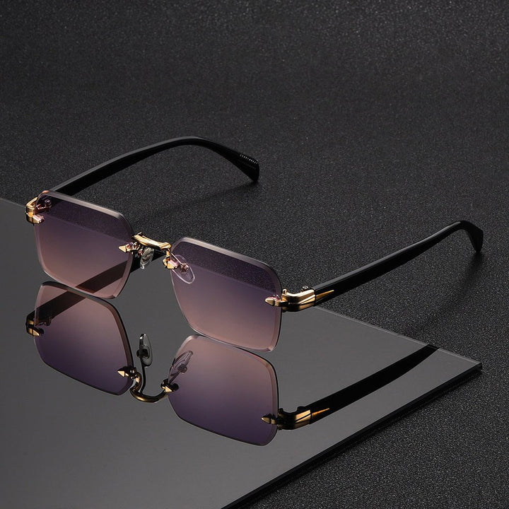 Stilvolle, leichte randlose Herrenbrille für optimalen Komfort; modernes Accessoire, ideal für Business & Freizeit.