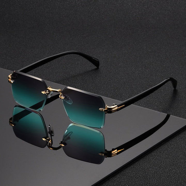 Leichte, bequeme randlose Herrenbrille mit minimalistischem Design; ideal für langen Tragekomfort im Alltag.