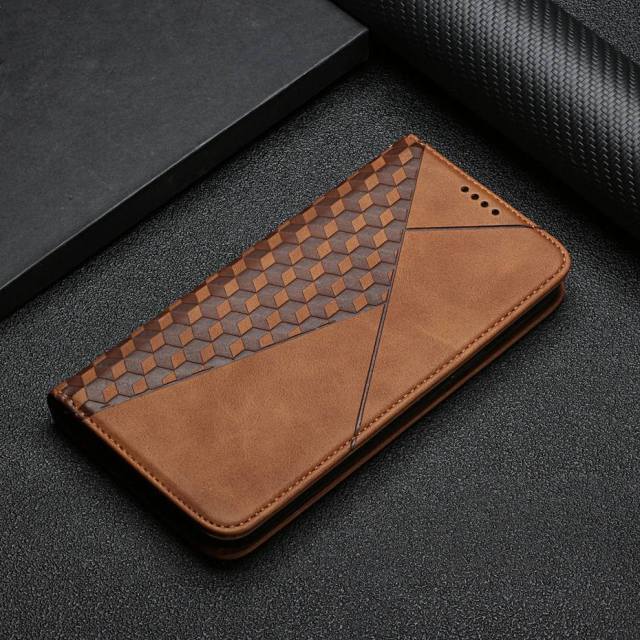 Moderne Samsung Galaxy Schutzhülle mit rautenförmiger Struktur, bietet eleganten Schutz und praktische Fächer.