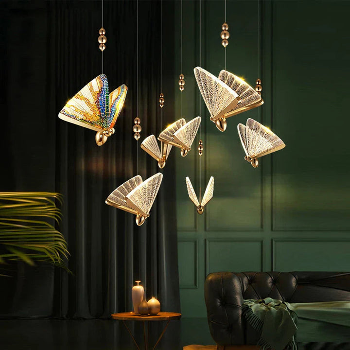 Dekoratives Schmetterling Deckenlicht, LED Pendelleuchte für ein modernes Schlafzimmer oder Wohnzimmer.
