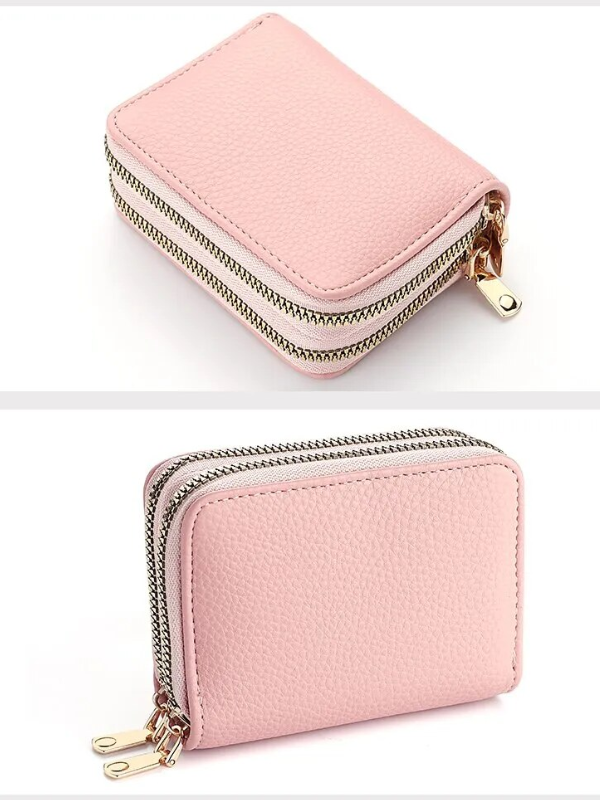 Schwarzes Lychee Damen Kurzportemonnaie. Elegantes, organisiertes Accessoire für den täglichen Gebrauch.