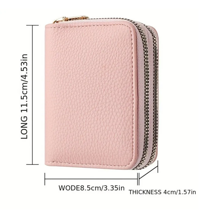 Klassische Lychee Damen Geldbörse. Kurzportemonnaie in Rosa, stilvolles und praktisches Accessoire.
