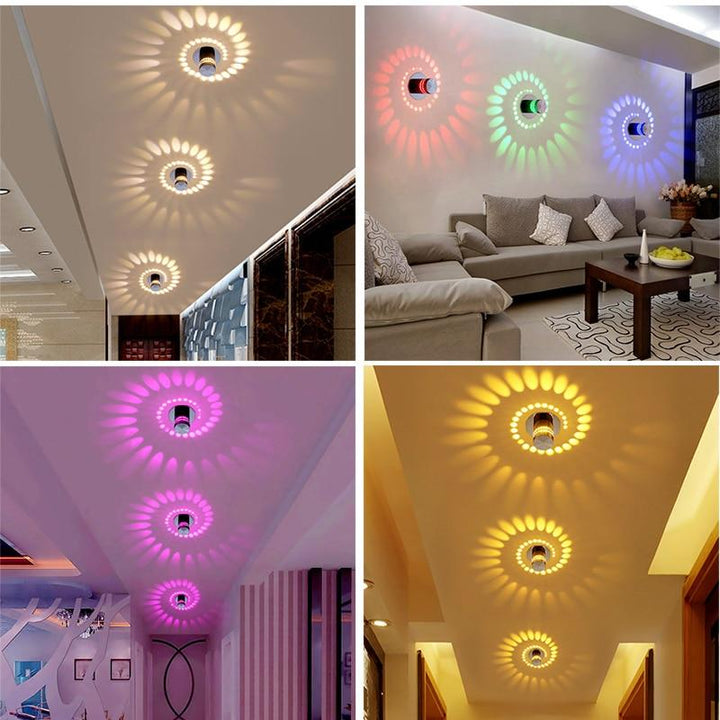 Stilvolle Spiral-Deckenlampe mit integrierter LED-Beleuchtung, dimmbar für individuelle Lichtstimmung.